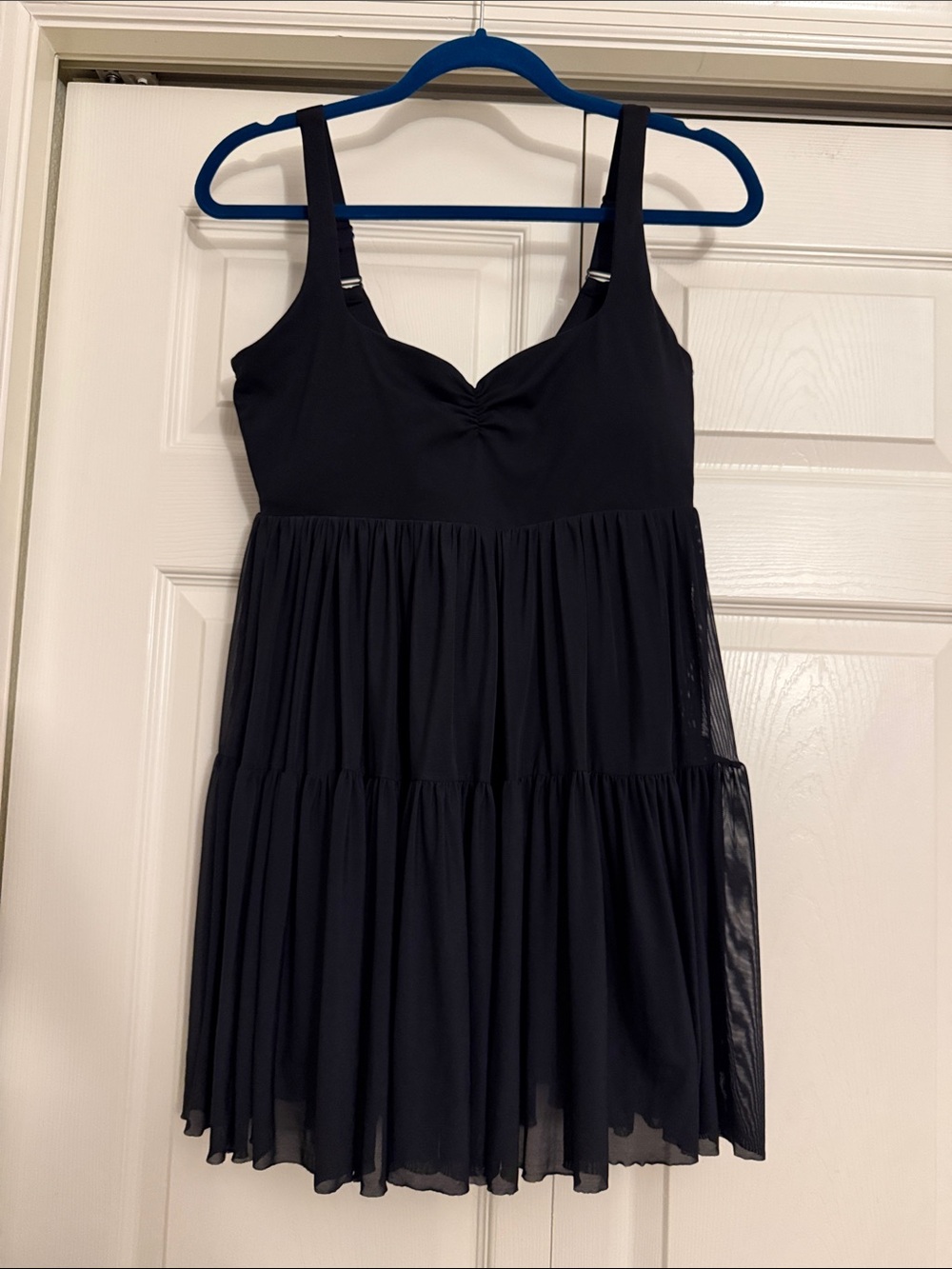 Black Tiered Chiffon Slip Dress with Adjustable Straps